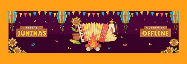 Modello di banner a contrazione piatta per la celebrazione brasiliana di festas juninas