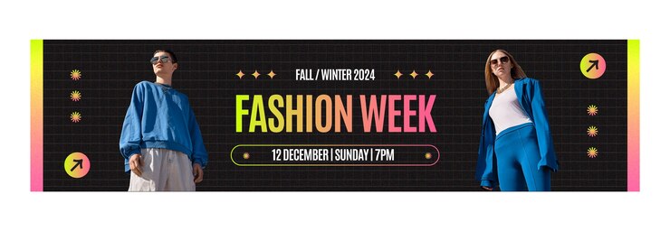 Vettore gratuito modello di banner contrazione delle tendenze della moda