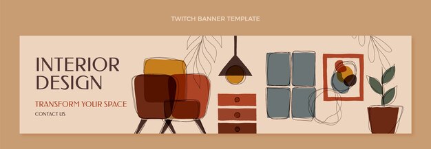 Modello di banner contrazione di design piatto per interni design