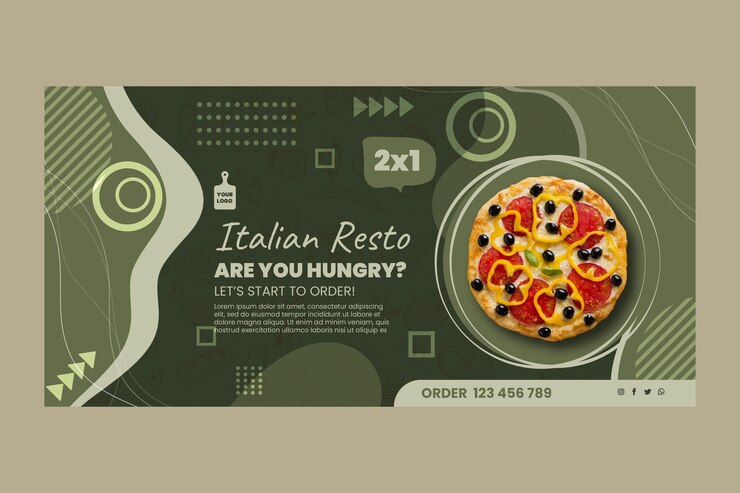 Vettore gratuito modello di banner di cibo italiano