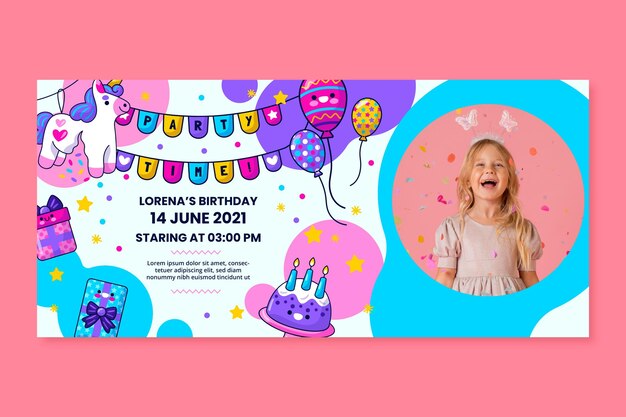 Modello di banner di compleanno per bambini
