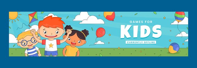 Modello di banner di contrazione dei giocattoli per bambini disegnati a mano