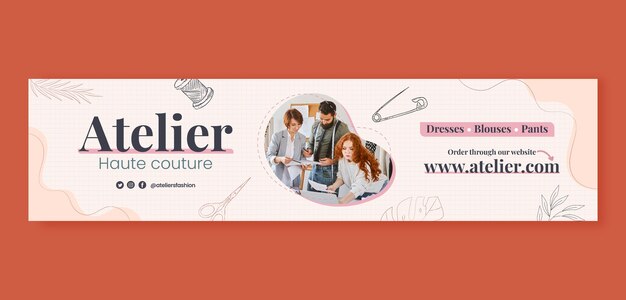 Modello di banner di contrazione dell'atelier disegnato a mano