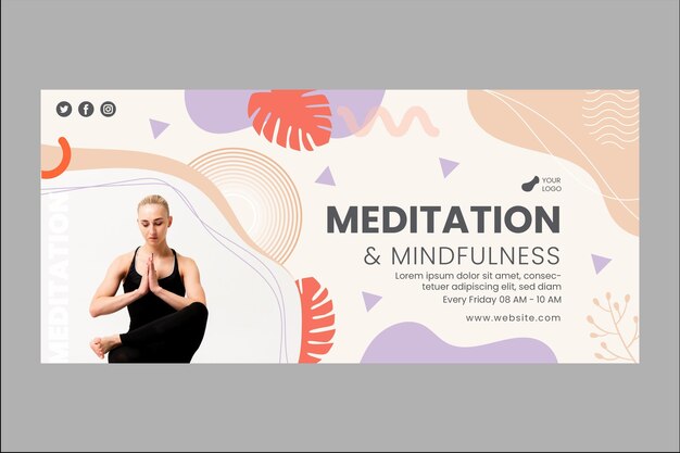 Modello di banner di meditazione e consapevolezza