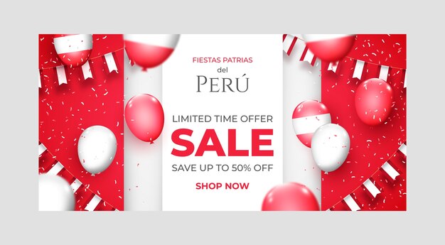 Modello di banner di vendita di fiestas patrias perù realistico