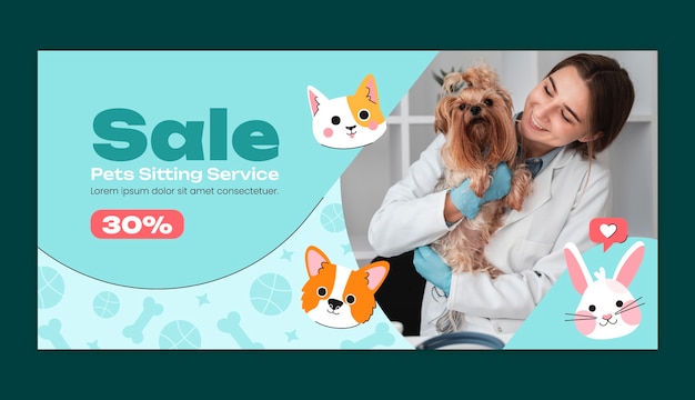 modello di banner di vendita orizzontale per la giornata nazionale degli animali domestici