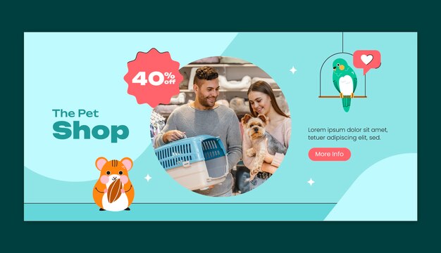 modello di banner di vendita orizzontale per la giornata nazionale degli animali domestici