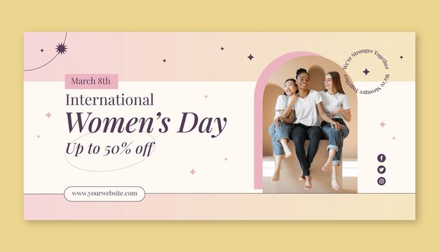 Modello di banner di vendita piatta per la celebrazione della festa della donna