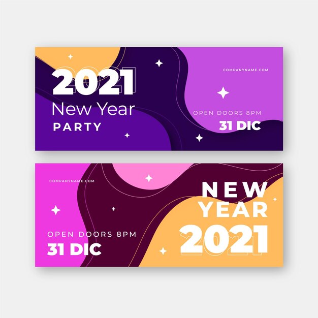 Modello di banner festa di nuovo anno 2021 design piatto