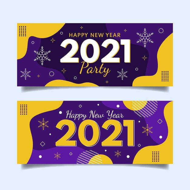 Modello di banner festa di nuovo anno 2021 design piatto