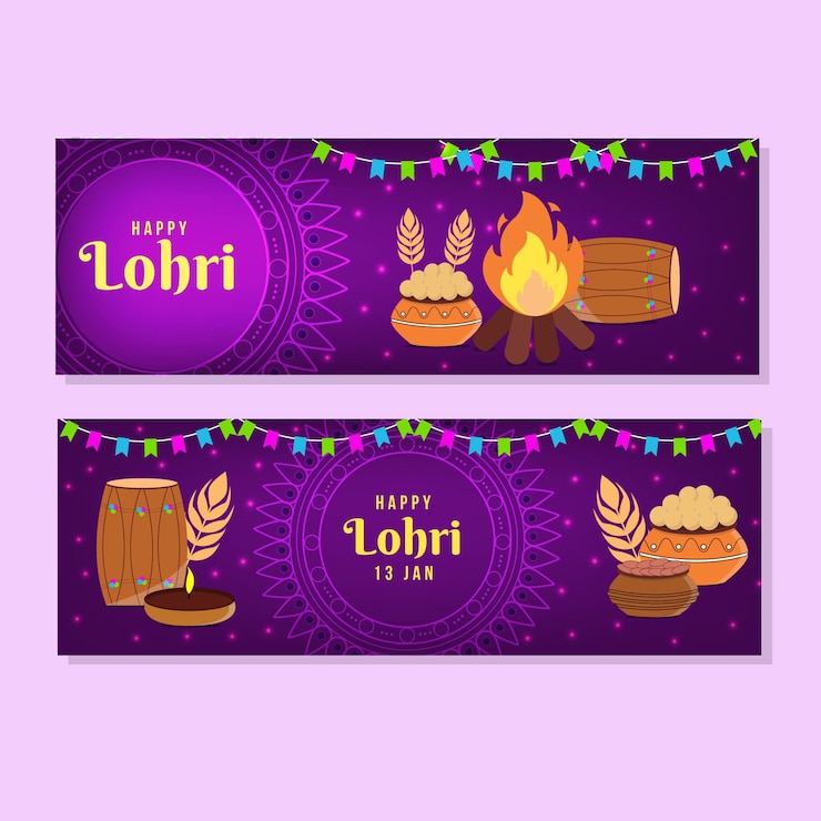 Vettore gratuito modello di banner lohri design piatto