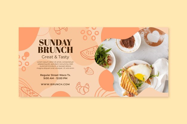 Modello di banner orizzontale del brunch della domenica