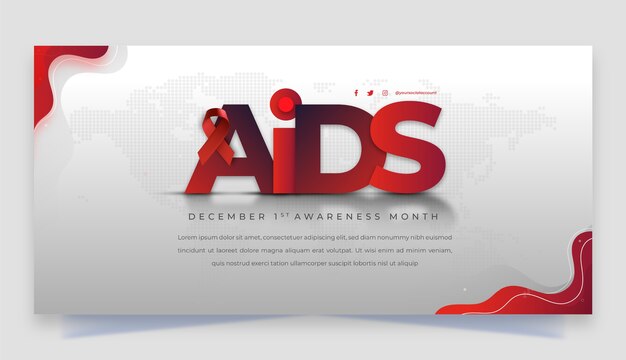 Modello di banner orizzontale della giornata mondiale dell'aids sfumato
