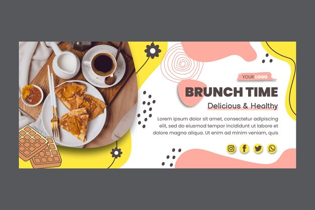 Modello di banner orizzontale di tempo del brunch