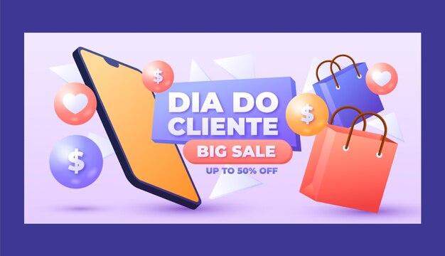 Modello di banner orizzontale gradiente dia do cliente