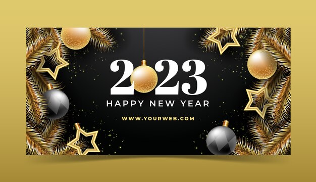 Modello di banner orizzontale gradiente nuovo anno 2023