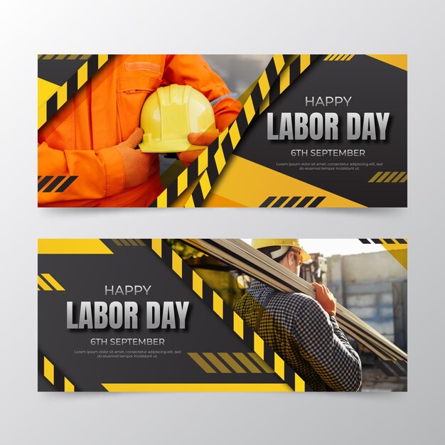 Modello di banner orizzontale gradiente usa labor day