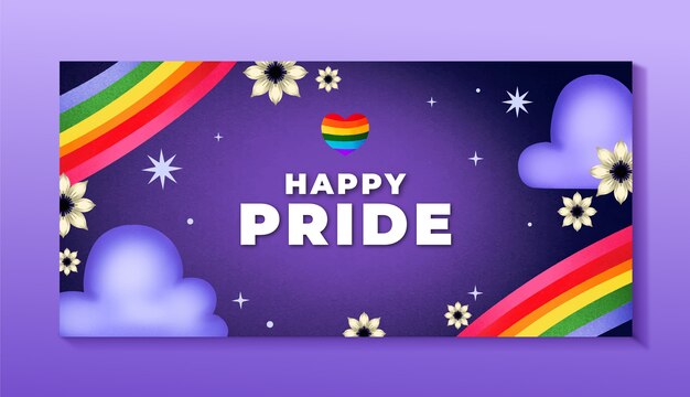 Modello di banner orizzontale lgbt del mese dell'orgoglio dell'acquerello