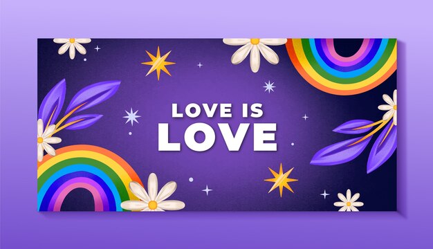 Modello di banner orizzontale lgbt del mese dell'orgoglio dell'acquerello