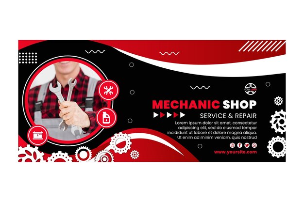Modello di banner orizzontale meccanico
