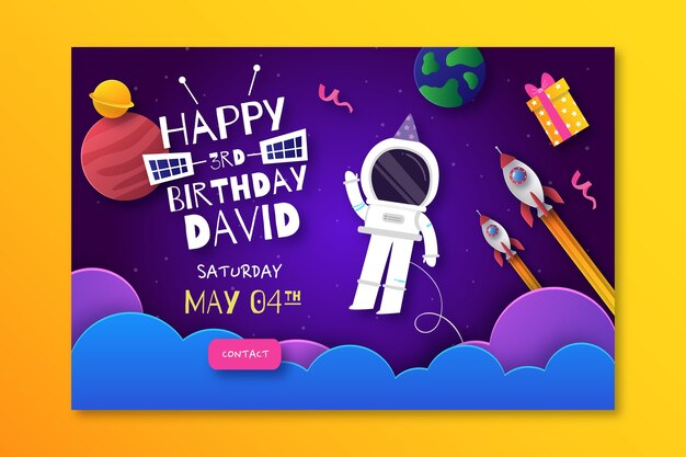 Modello di banner orizzontale per il compleanno dei bambini