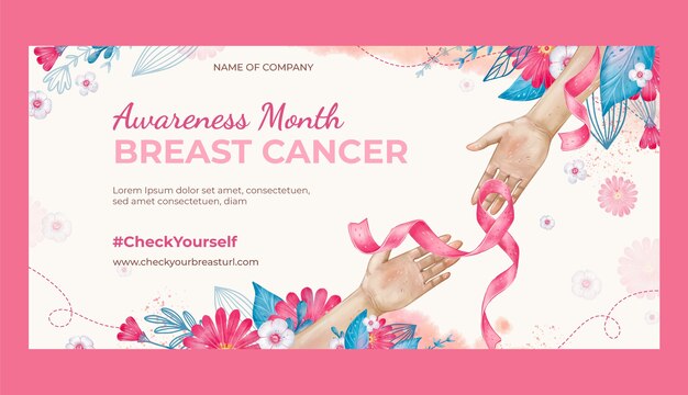 Modello di banner orizzontale per il mese di sensibilizzazione sul cancro al seno