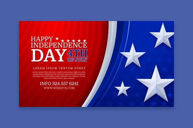 Modello di banner orizzontale per la celebrazione del 4 luglio americano