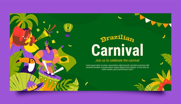 Modello di banner orizzontale per la celebrazione del carnevale