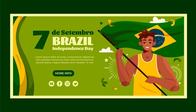 Modello di banner orizzontale per la celebrazione del giorno dell'indipendenza brasiliana