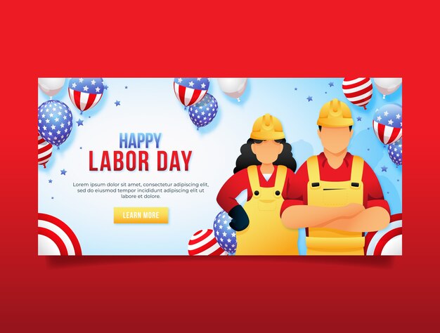 Modello di banner orizzontale per la celebrazione della festa del lavoro negli Stati Uniti