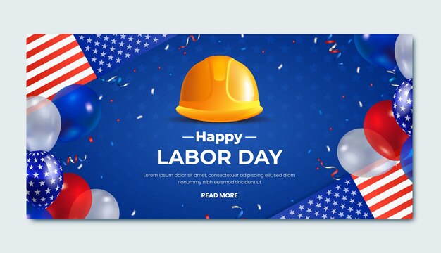 Modello di banner orizzontale per la celebrazione della festa del lavoro negli Stati Uniti