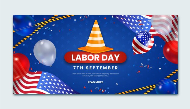 Modello di banner orizzontale per la celebrazione della festa del lavoro negli Stati Uniti