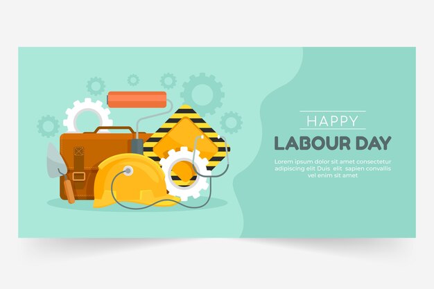 Modello di banner orizzontale piatto festa del lavoro