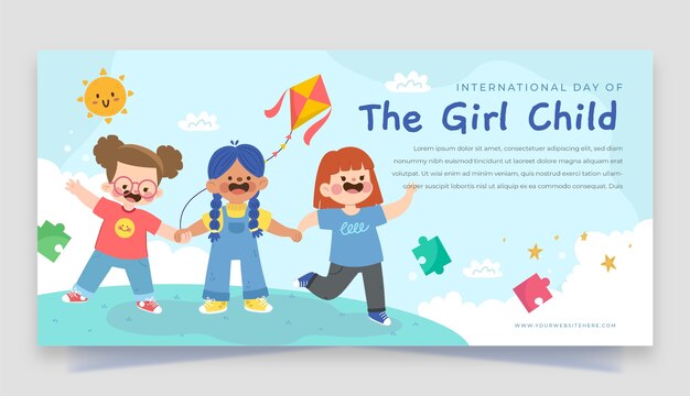 Modello di banner orizzontale piatto nazionale ragazza bambino giorno