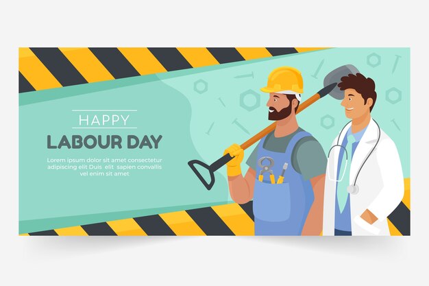 Modello di banner orizzontale piatto per il giorno lavorativo