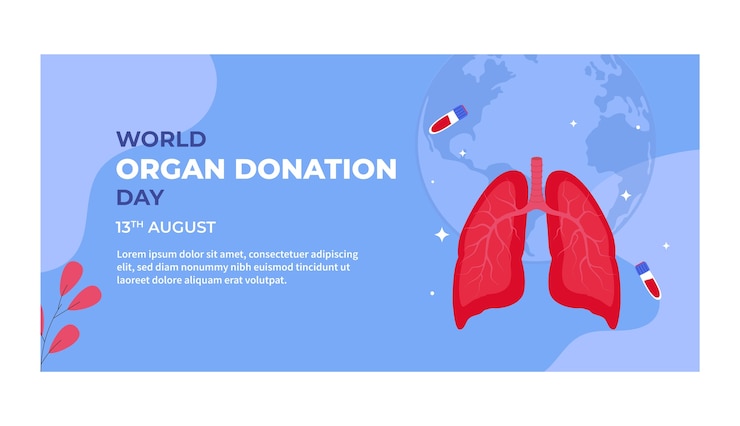 Vettore gratuito modello di banner orizzontale piatto per la giornata mondiale della donazione di organi