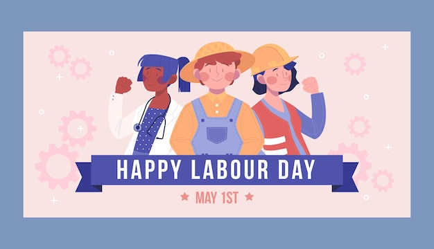 Modello di banner orizzontale realistico per la festa del lavoro