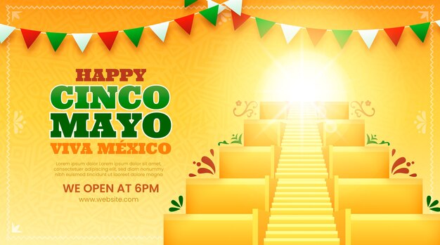 Modello di banner orizzontale sfumato cinco de mayo