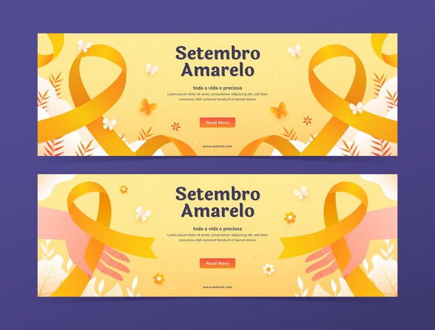 Modello di banner orizzontale sfumato per il mese brasiliano di prevenzione del suicidio
