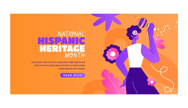Modello di banner orizzontale sfumato per il mese del patrimonio ispanico nazionale