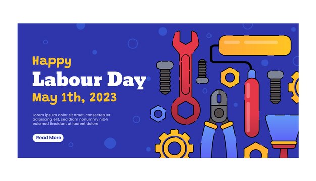 Modello di banner orizzontale sfumato per la celebrazione della festa del lavoro