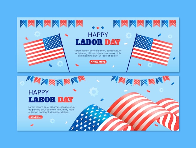Modello di banner orizzontale sfumato per noi celebrazione della festa del lavoro