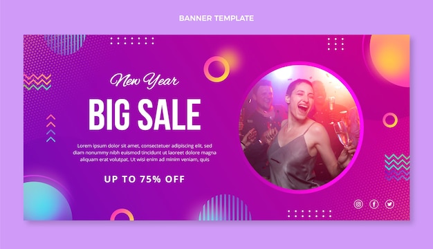 Modello di banner orizzontale sfumato