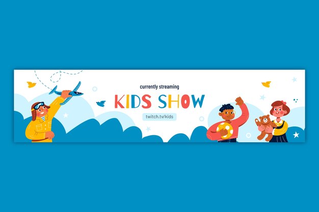 Modello di banner Twitch per bambini