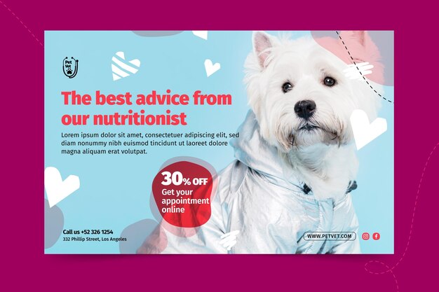 Modello di banner veterinario per animali domestici