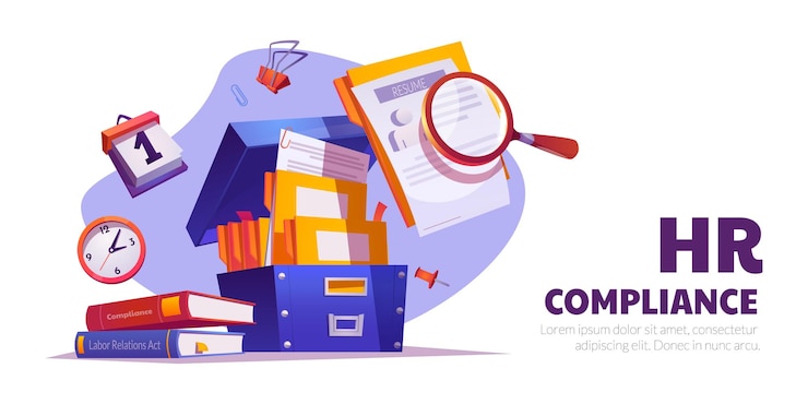 Vettore gratuito modello di banner web 3d per la conformità delle risorse umane nel vettore