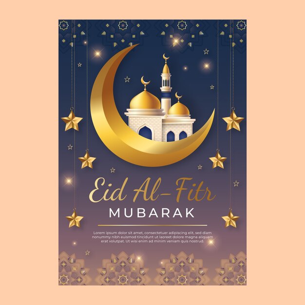 Modello di biglietto d'auguri sfumato eid al-fitr