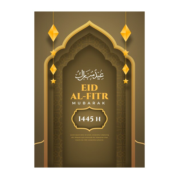 Modello di biglietto d'auguri sfumato eid al-fitr