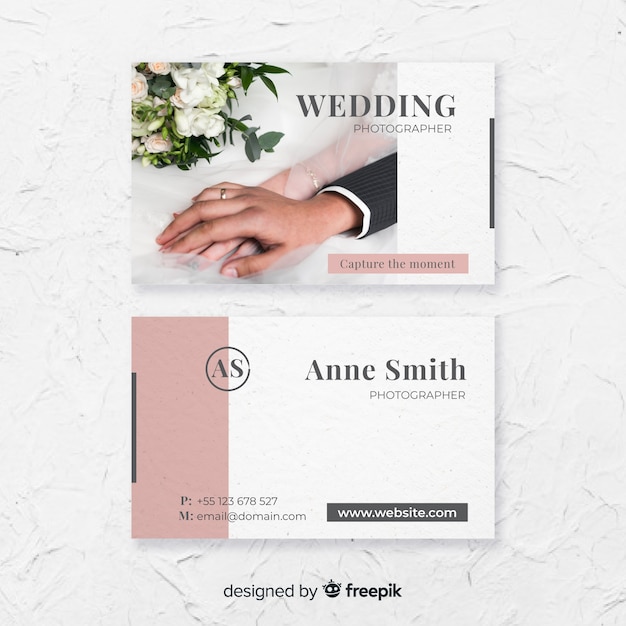 Modello di biglietto da visita di fotografia di matrimonio