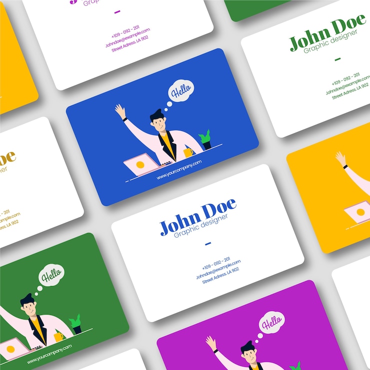 Vettore gratuito modello di biglietto da visita divertente colorato graphic designer